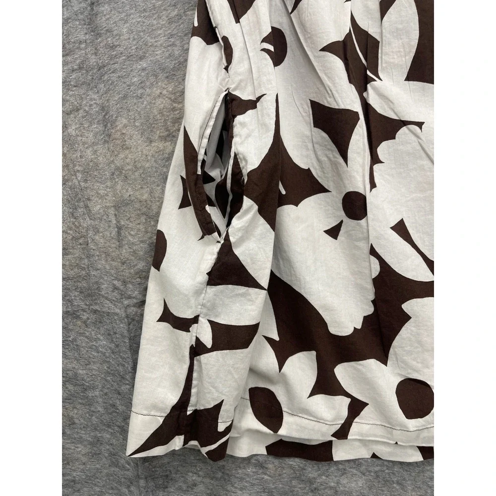 Free People Brown White Floral Smocked Puff Sleeve Mini Dress with Pockets - Picture 8 of 14